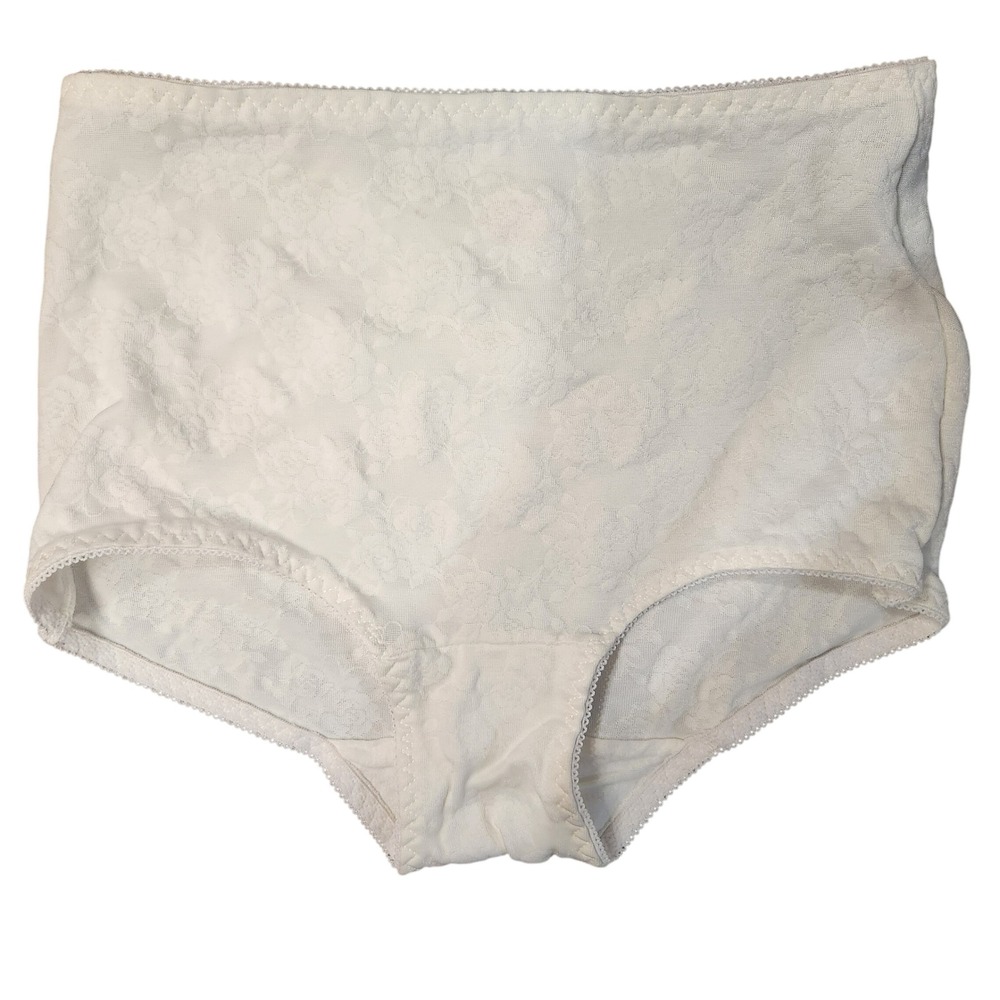 90s nwot WILLIWEAR White Jacquard Lace High Waist Brief‎ Panties M
